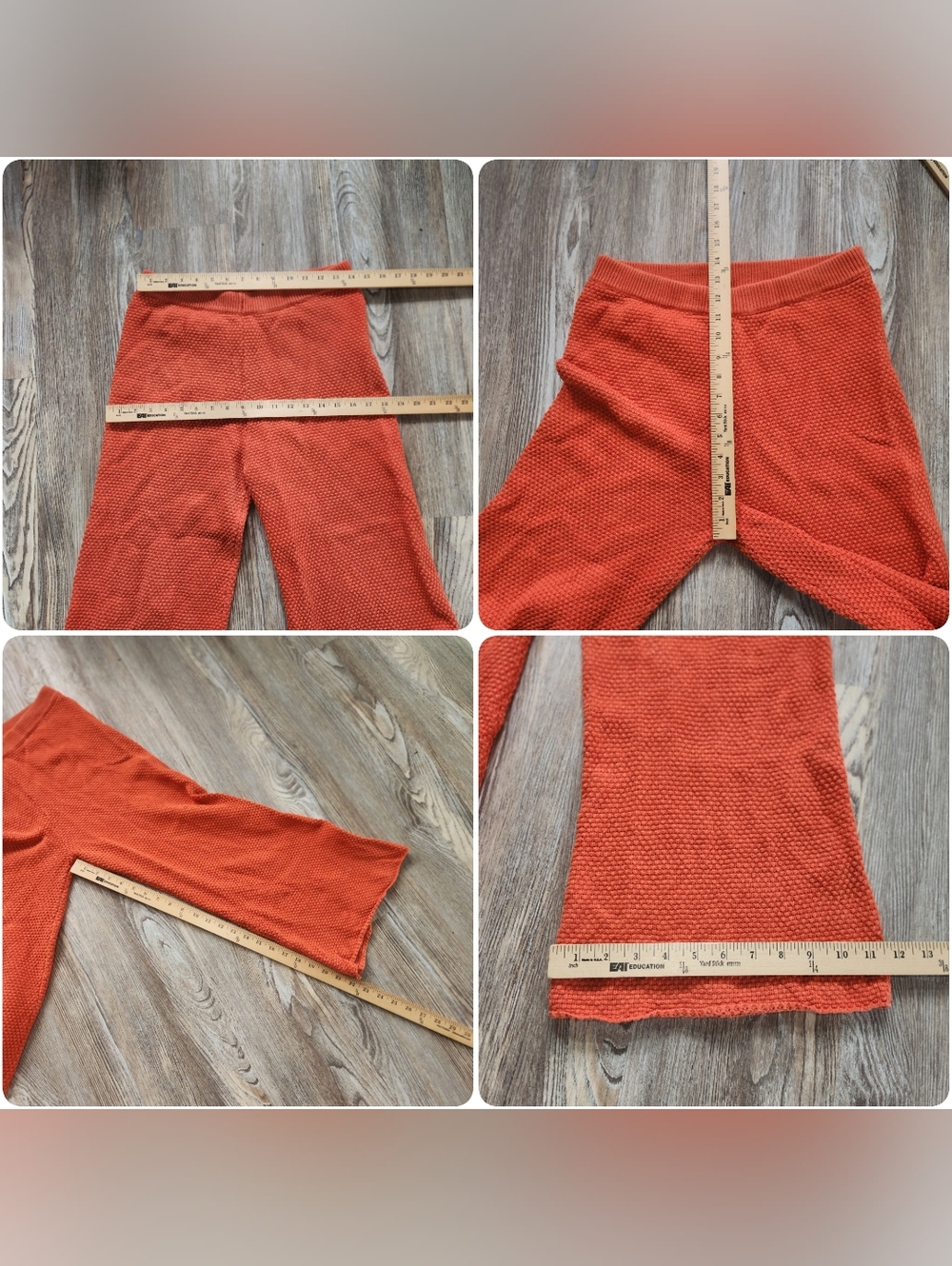 Free People Beach Hailee Waffle Knit Set Womens S Burnt Orange Wide Leg Henley - Picture 15 of 16
